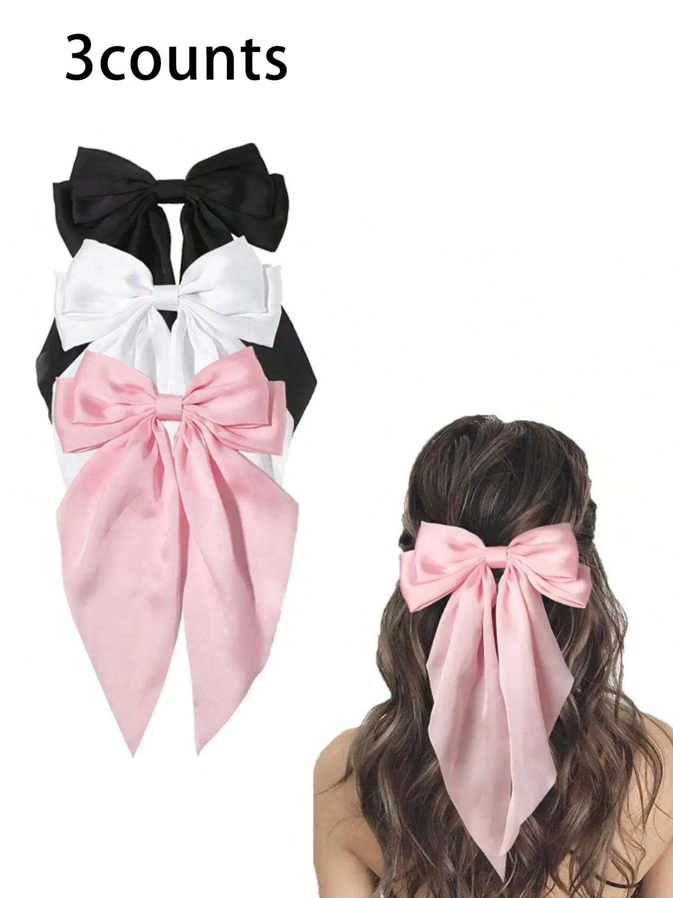 Solid Color Bow Decor Bowknot Design Hair Clip Set, Pretty Bow, Cute Hair Accessories for Women & Girls, Minimalist Headwear Suitable for Thick Hair Hairstyles Ideas, Barrettes, Cute Hair Clips, Bows For Hair