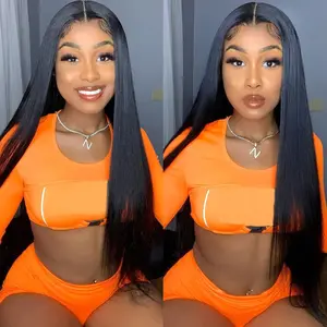 28 Inch Glueless Lace Front Wigs Human Hair Pre Plucked 13x4 HD Lace Frontal Wigs Brazilian Human Hair 180 Density Glueless Human Hair Wig with Baby Hair Wig