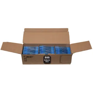 BIC Round Stic Xtra Life Blue Ballpoint Pens, Medium Point (1.0mm), 500-Count Pack of Bulk Pens, Flexible Round Barrel for Comfortable Writing, No. 1 Selling Ballpoint Pens