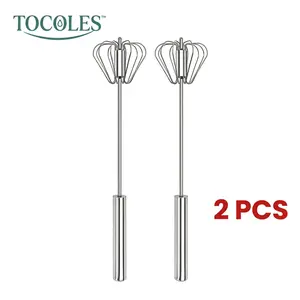 Food-Grade Stainless Steel Hand-Push Rotary Whisk – Semi-Automatic Design, Rust-Resistant with Sturdy Riveted Construction, Easy to Clean, Versatile for Stirring, Beating, Whisking, Blending and Cooking