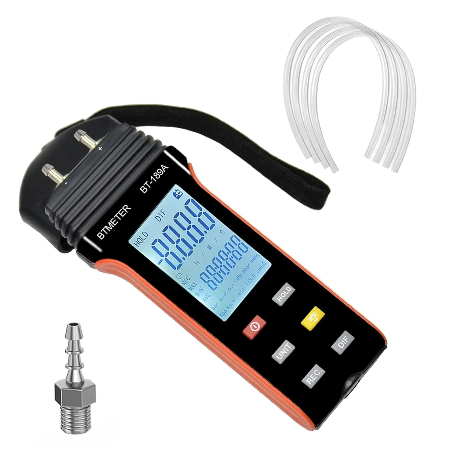 Manometer HVAC Gas Pressure Tester 189A, Dual-Port Air Pressure Meter Gauge with Hose Kit Measure Static Pressure Differential Gas Pressure for Furnace Water Column