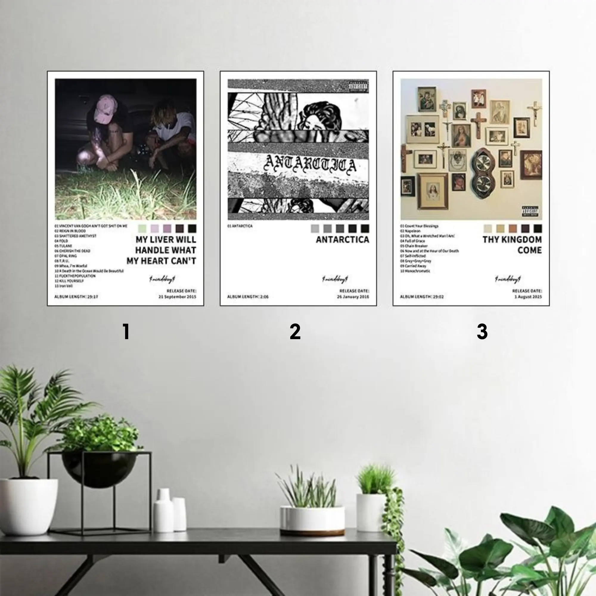 Set 3 Of Music Album Canvas Unframed Posters Wall Prints uicideboy My Liver Will Handle What My Heart Can't