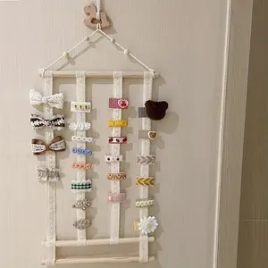 Wall-mounted hair accessories storage rack-multi-functional hook design, suitable for bows, hair bands and hair clips-simple installation of accessories display rack, elegant room decoration, multi-purpose hook.
