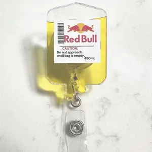 Red Bull IV Bag Badge Reel: Funny Caffeine Lover Gift