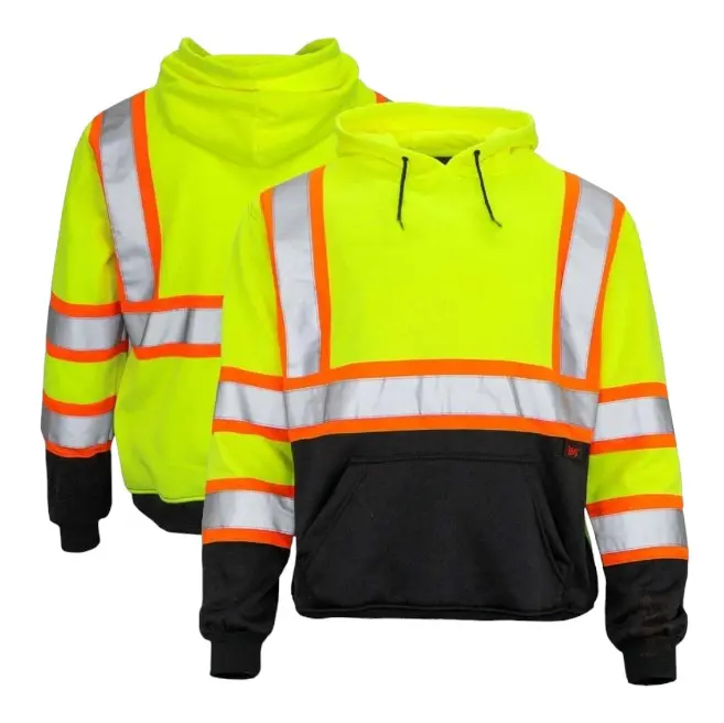 Class 3 Polyester Pullover Hooded Reflective Safety Sweatshirt - High Visibility Construction Gear, Work Safety Equipment for Home Improvement & Security Use