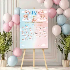 Gender Reveal Boy or Girl Voting party Game  Stickers Guess poster  Supplies baby shower Atmosphere decoration props gift bear Mother Set
