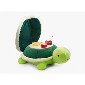 Cup Holder Pillow Tray & Caddy Headrest with Giant Turtle Stuffed Animal Soft Plush for Sofa Bed Car Camping Double Smooth Zippers Spill-Proof Machine Washable 23 Inch Tray