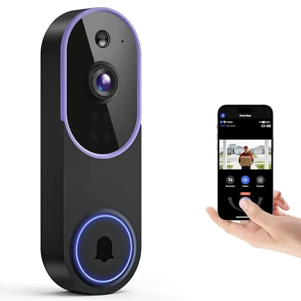 Smart 1080p Video Doorbell Camera with Night Vision, Live View, AI Human Detection, 2-Way Audio, Cloud Storage (Sold Separately), 2.4G WiFi Only, Hidden Securityhalloween and christmis gifts