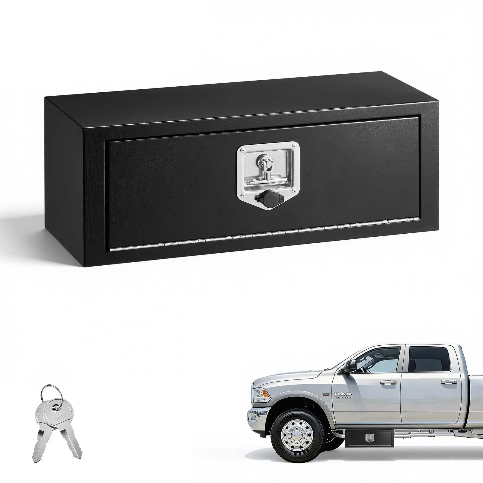 VEVOR Galvanized Steel Underbody Truck Tool Box, 27x10x10 in Sturdy & Theft-Proof Locking Outdoor Storage Unit, Pry-Resistant Lock, Spare Keys, Lightweight, High Load Capacity, All-Weather Waterproof Seal for Trucks, Spare Keys Included