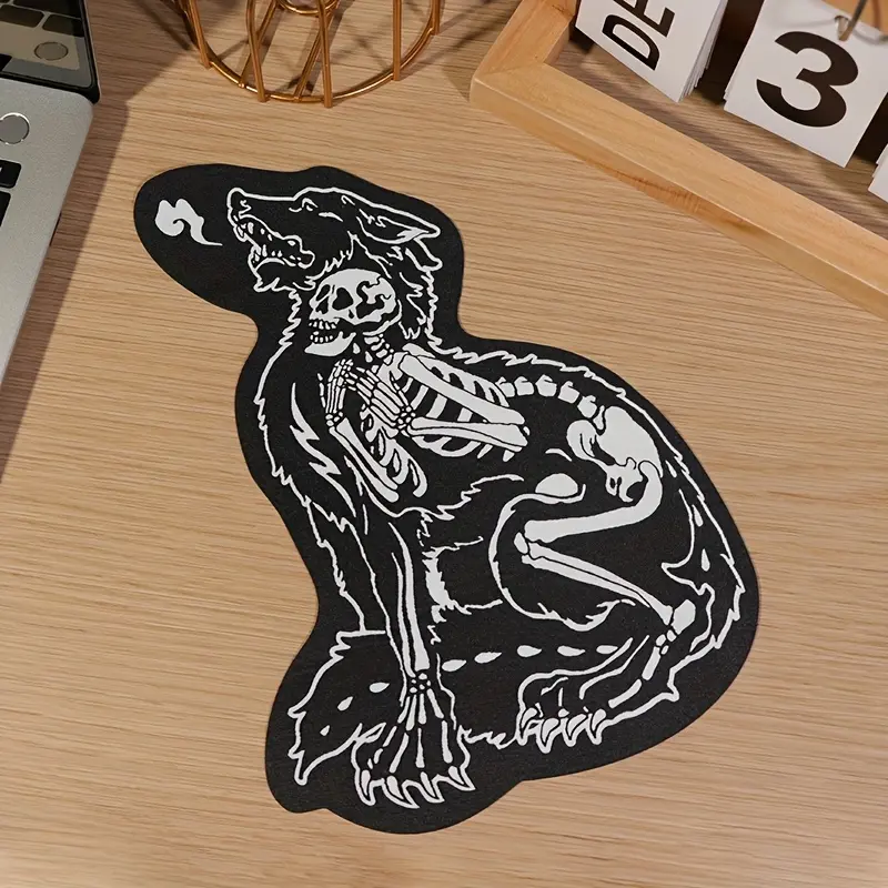 Goth Iron-On Sew-On Patches - Large 9.84in×6.5in Wolf, Retro Punk Skull Designs, for Clothing, Backpacks