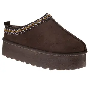 Avalanche Women'S Slip On Cozy Slippers, Brown, Size: 6