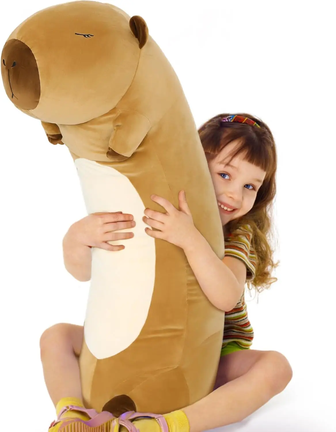 MaoGoLan 39.5" Giant Capybara Plush Body Pillow, Ultra Soft Stuffed Animal Hug Pillow for Sleeping, Cute Kawaii Plush Toy Gift for Kids & Adults