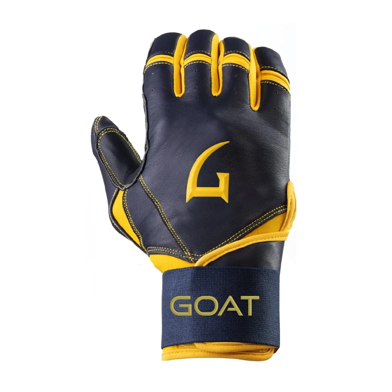 Legacy Series Long Cuff Navy Blue and Yellow Batting Gloves Legacy Series Long Cuff Navy Blue and Yellow Batting Gloves