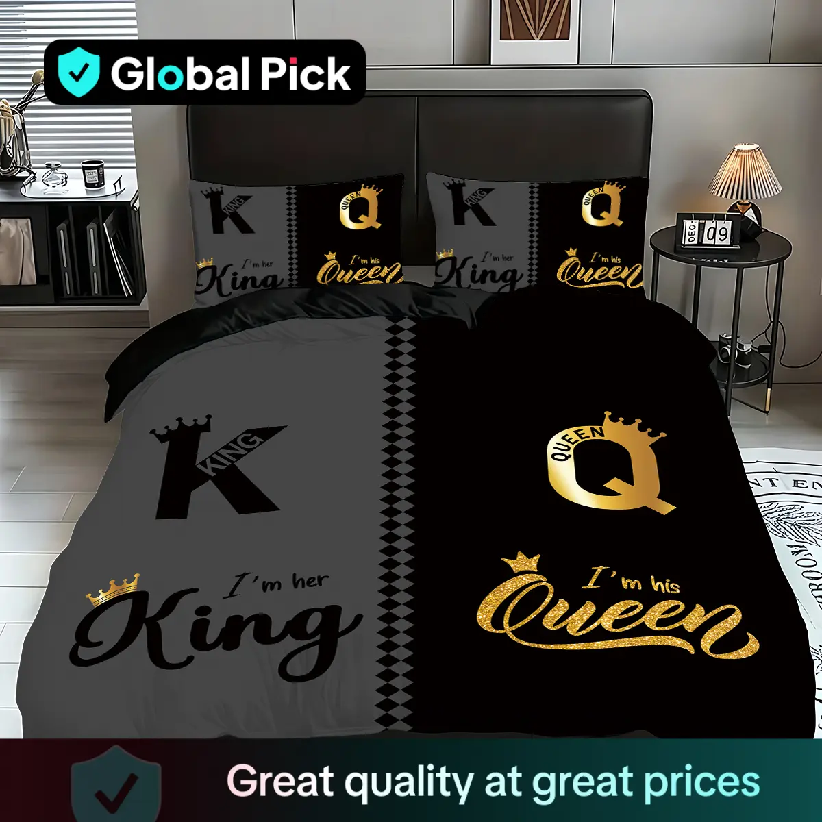 Letter & Crown Pattern Bedding Set, 1 Count Quilt Cover & 2 Counts Pillowcase without Filler, Soft Comfortable Bedding Set for Home Bedroom