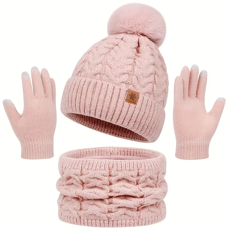 Three-Piece Adult Warm Set - Hat, Scarf, and Gloves, Three-in-One Warm Set, Includes Thickened Hat, Cold and Frost Protection, Fashionable, Suitable for Daily Outings, Shopping, Outdoor Activities, Winter Hat For Women, Winter Hats For Women