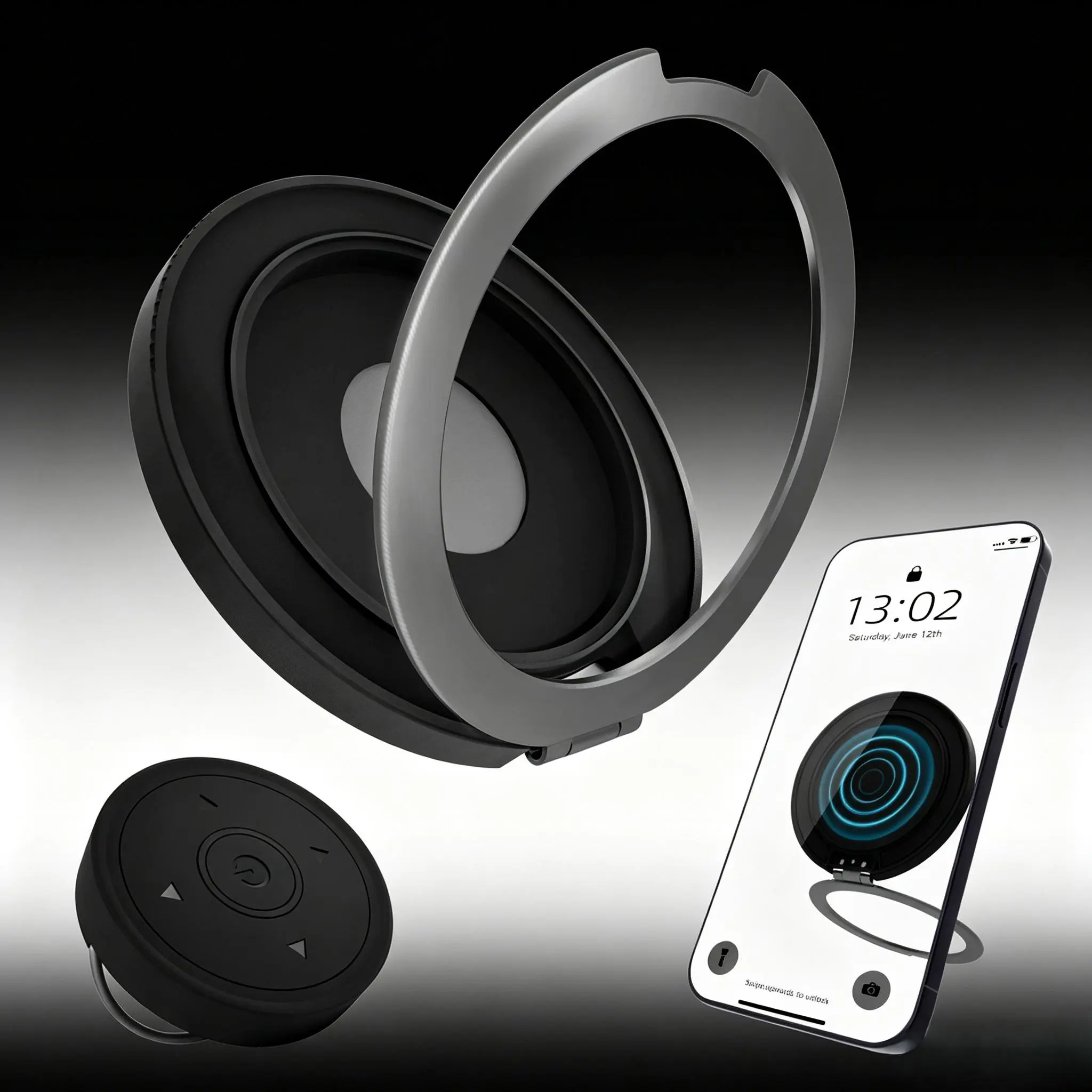 MREGB Magnetic Phone Stand & Bluetooth Remote Control - All-in-1 TikTok Scrolling Remote & Photo Shutter, 180° Adjustable MagSafe Phone Holder, Perfect for Video, Selfies, and Reading Cellphone Foldable