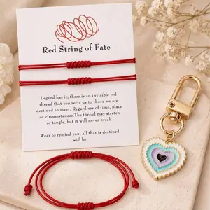 Red String of Fate - Red Thread Bracelet with Heart Keychain - Symbol of Destiny and Connection - Perfect Gift for Loved Ones Jewelry Gifts