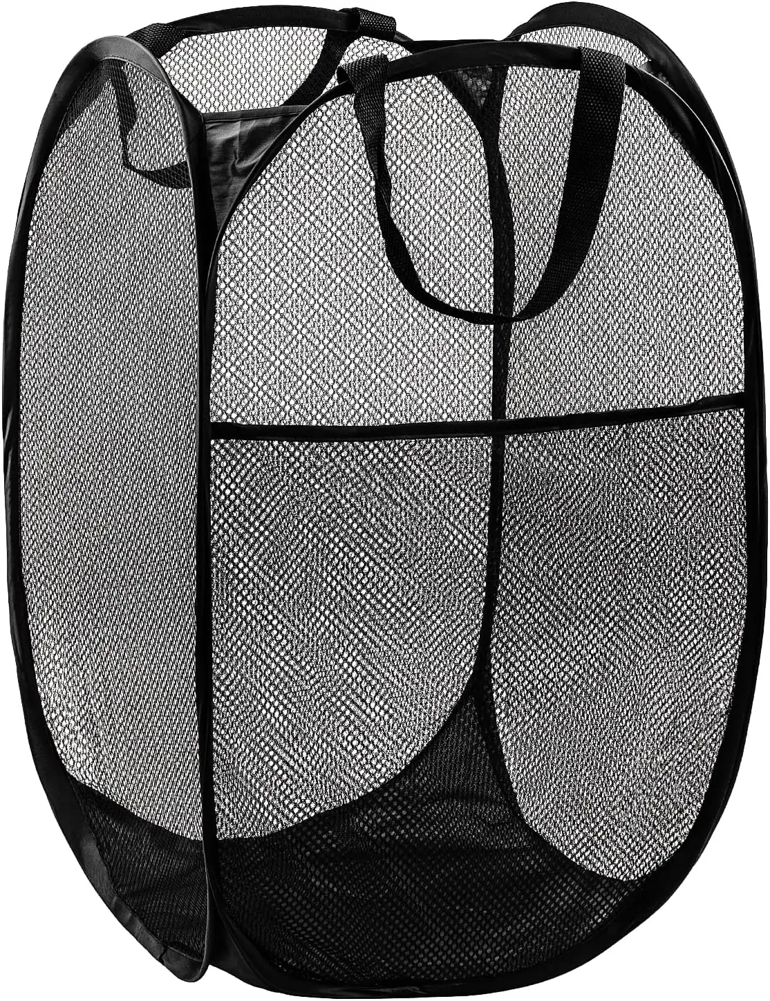 Pop Up Hamper, 1 PCS Mesh Pop Up Laundry Hamper, Foldable Mesh Laundry Basket with Space-Saving Design for Home, Dorm, Travel & Storage - Black