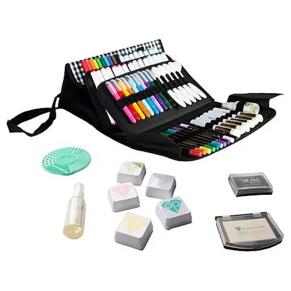 Diamond Press Mega Marker and Ink Kit with Gingham Storage Bag