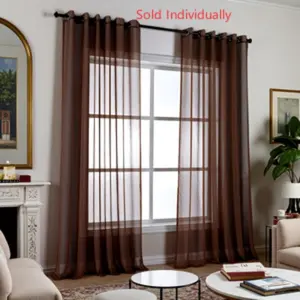 1 Piece Modern Simple Style Coffee Sheer Window Curtain (Light-Filtering & Non-See-Through), Grommet Top, Grommet Curtains, Soft & Drapable, Simple & Elegant, Ideal for Living Room, Bedroom, Balcony Home Decoration