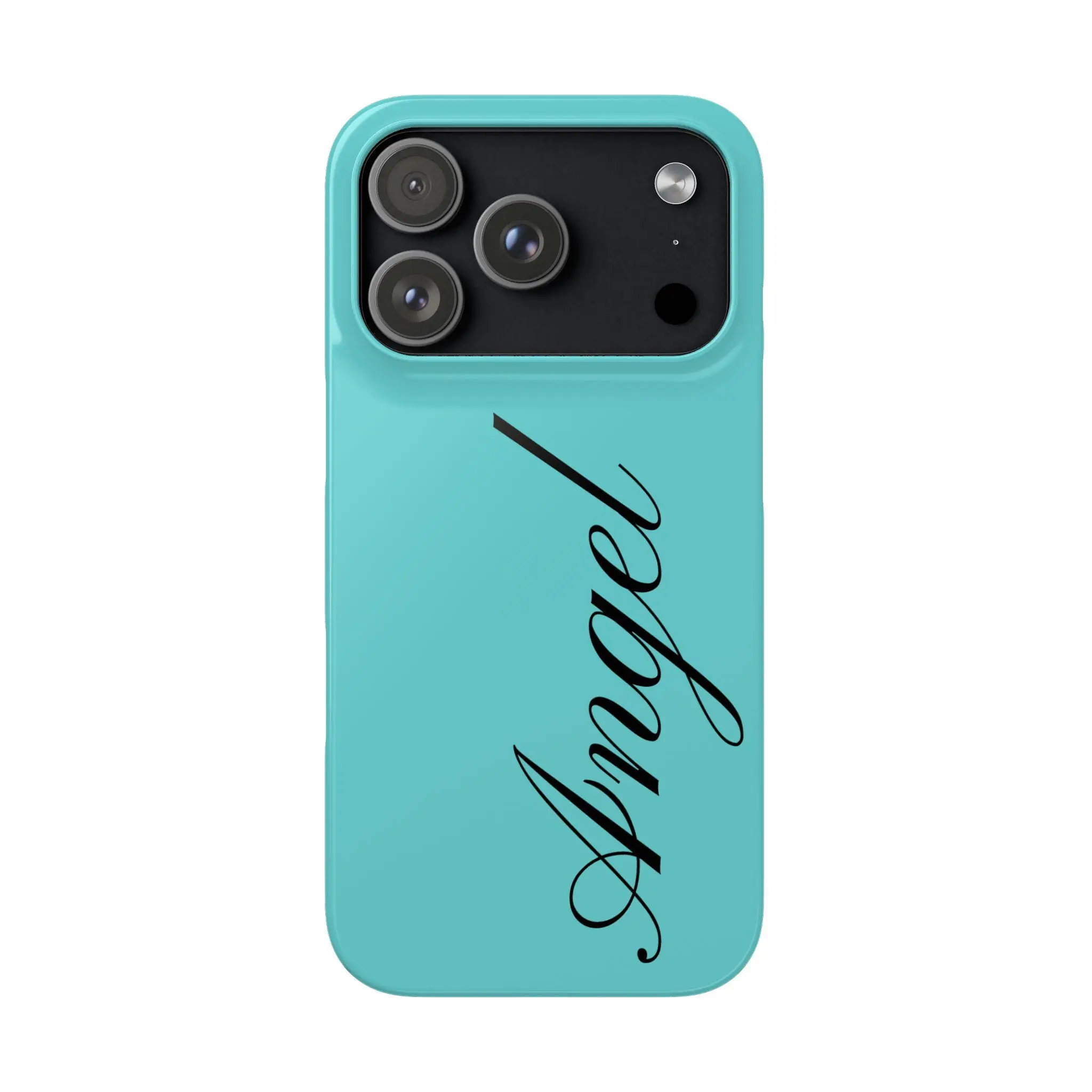 Angel Cursive Text Smartphone Case - Turquoise Esoteric Whimsy, Handheld Cellphone Protection for iPhone 11-17 Pro Max/Plus, Samsung Galaxy S23-25 Safety Cover
