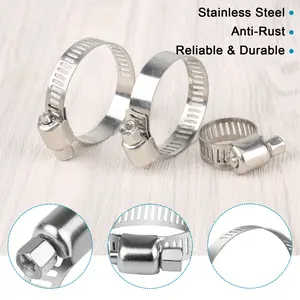 Premium 304 Stainless Steel Hose Clamp Assortment Kit - Adjustable Worm Gear Clamps with Storage Box for Plumbing, Automotive & Home DIY (60 PCS / 101 PCS + Wrench)