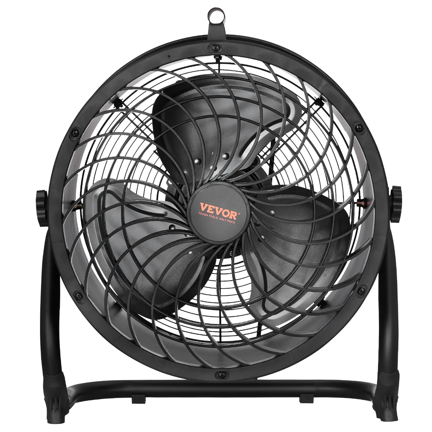 【summerfinds】VEVOR Floor Fan, 3 Speeds High Velocity Heavy Duty 14 Inch Industrial Fan, 2520 CFM 360° Adjustable Tilt 23.62 ft/sec Airflow Large Metal Fan, for Home, Gym, Office, Garage, Commercial Shop & Bedroom
