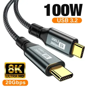 USB 3.2 Gen 2 Type C to USB C Cable For iPhone 15 16 17 Pro MacBook iPad Samsung Xiaomi TV PC Laptop Hard Drive PD 100W Fast Charging 20Gbps Data Transfer 8K 60Hz Video Cord