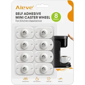 Aieve Appliance Rollers, 8 Pack Small Appliance Slider, Self Adhesive Caster Wheels, Mini Swivel Wheels for Kitchen Countertop Easy Moving