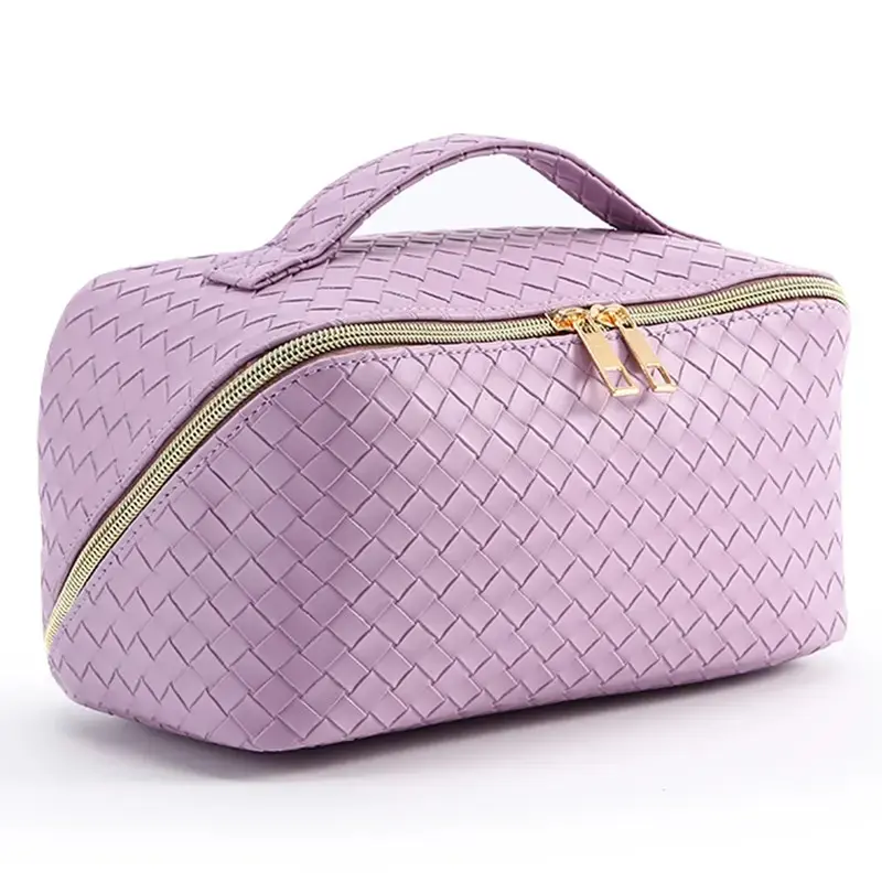 PU Makeup Bag, Makeup Organizer Pouch, Large Capacity, Convenient Pillow Pad, Travel Use, Washable, Embossed Craft, Multi-Functional Storage Pouch, Cosmetic Pouch