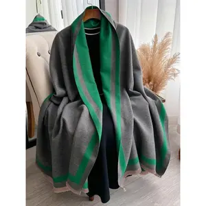 Elegant Double Sided Design Shawl, Casual Soft Warm Scarf for Fall & Winter, Fashion Accessories for Women & Men