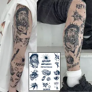 Pattern patch American retro herbal tattoo stickers, including styles with American retro elements, lasting 7-15 days, waterproof and rub-resistant, realistic effect, suitable for people who are afraid of pain and do not want tattoos.
