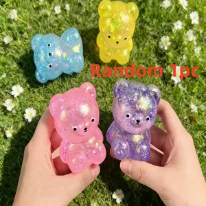 Cute Bear Aurora Squishy Toy, Random 1pc, Slow Rising Stress Relief, Soft Fidget Desk Toy, Perfect for Relaxing & Calming