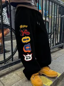 Rolling Geometric Graphic Baggy Oversized Loose Casual Sweatpants - Retro Y2K Streetwear Bottoms