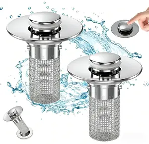 Sink drain filter,Keep Drains Clear! 2Pcs Stainless Steel Hair Catcher Fits US Sinks, Showers & Tubs
