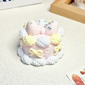 【Buy 3 get 1 free】Knitted Bow Cake Plush tabba squishies kidstoysFood-Grade Silicone Slow-Rising Rebound Squishy Fidget Toys for Stress Relief - Soft Squeeze Toys with Thick Creamy Slime Texture, Handmade Non-Toxic Sensory Toys