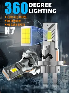 2pcs H7 LED Headlight Bulbs 60000LM 600% Brighter Than Stock 6000K Cool White  Mini Size Direct Replacement For VW Audi BMW Mercedes Hyundai Kia Essential Car Accessories Car Parts Luces Led Para Carro Canbus Ready Weather Resistant Led Headlights Bulbs