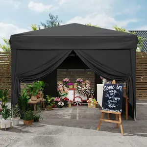10x10FT Pop Up Canopy with Sidewalls. Outdoor Canopy Tent with Carry Bag for Commercial Events. Camping Backyard Parties