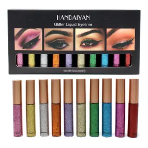 10 Color Glitter Liquid Eyeliner, Shimmering Eye Shadow Makeup, Dynamic Eye Looks, Long Lasting Sweat-proof Eyeliner Pen, Glittering Brightening Highlighting Liquid Stick, Shimmering Hues, Multicolor