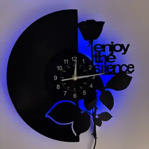 Rose-Shaped LED Vinyl Wall Clock, Lighted Wall Clock, Modern Floral Decoration, Silent No Chime, Home Wall Decor, Mother's Day Gift, Birthday Party Gift