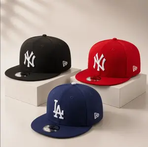 New Era MLB Snapback Hat Collection – NY LA Yankees Atlanta Braves St Louis Cardinals Caps, Adjustable Flat Brim Baseball Hats, Classic Black Red Colorways, Streetwear Gorras Style