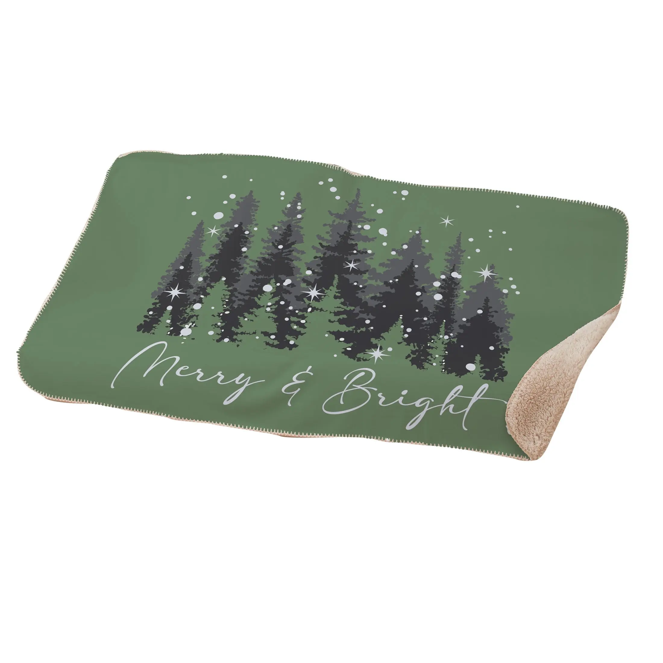 Merry & Bright 37" X 57" Sherpa Lined Throw Blanket