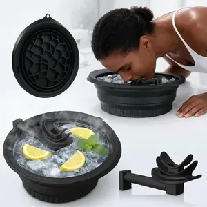 Face Ice Bowl with Detachable Breathing Tube, Foldable Silicone Dip Bowl with Built-in Ice Tray, 15 Mins Long Cold Therapy to Reduce Puffiness & Tighten Pores