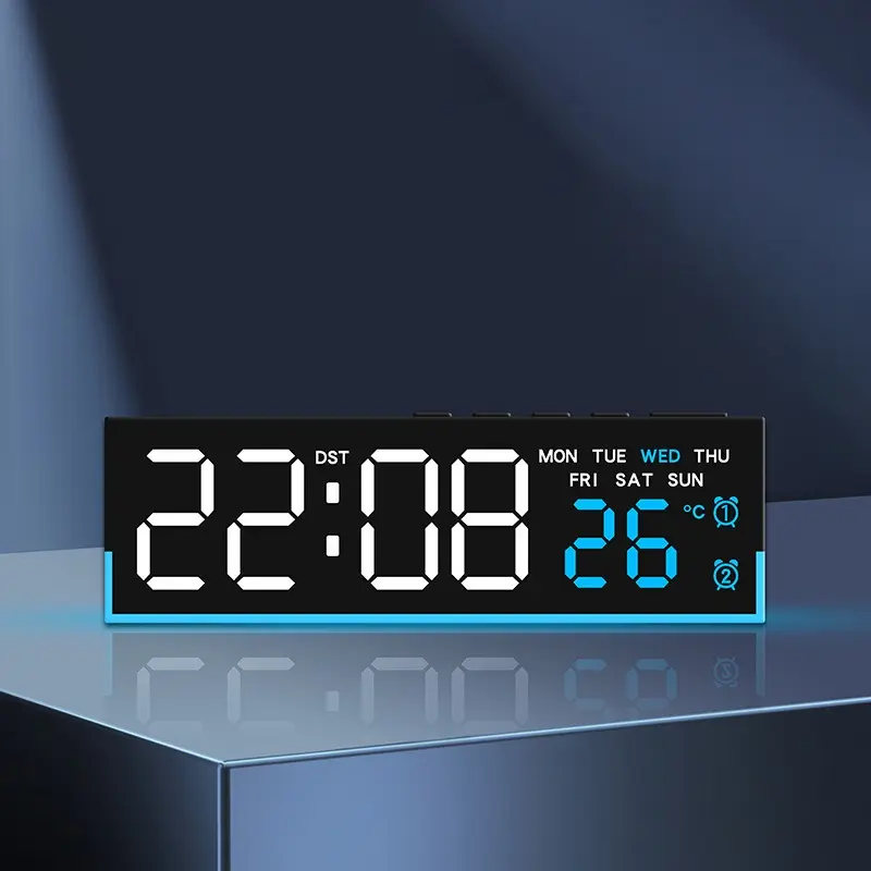 Multifunctional LED Digital Alarm Clock, Night Light with Weekday Temperature Display, Dual Alarms, Three Brightness Levels, Plug-In or Battery Powered, Home Decor, Table Clocks for Living Room, Battery Operated Digital Clock