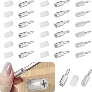 Self Tapping Screws Cabinet Laminate Support, Shelf Pins with Non-Slip Sleeve, Cabinet Shelf Pegs for Kitchen Utensils, Bookcases and Wardrobes, Fixed Support Self - Tapping Cross Screw, Wall Hanging Fastener