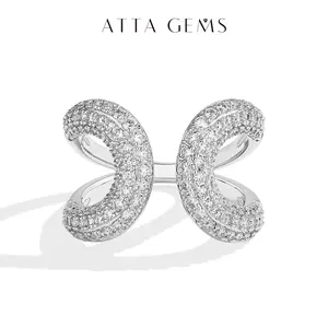 ATTAGEMS Synthetic Lab-Created Moissanite Ring 925 Sterling Silver Fashinable Rings for Womenm Men Unisex Daily Wear Anniversary Travel Party Engagement Jewelry Holiday Gift R279