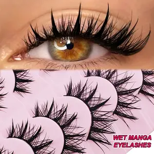 7 Pairs Wet-Look Cat-Eye Volumized False Eyelashes, Pointed Tip Design, Natural-Looking Fake Lashes, Ideal for Daily Wear & Special Occasions