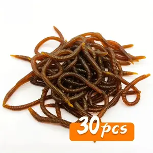 30pcs  | 3.15inch/ 0.4g Red Worm Fake Soft Bait, Smelly Earthworm Lure, Maggot Imitation Fishing Bait