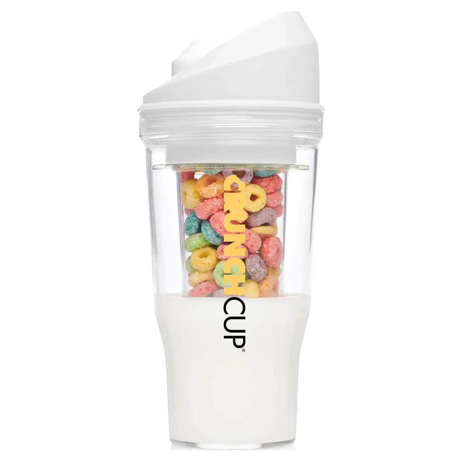Crunchcup XL White: Portable Plastic Cereal Cup for Breakfast on the Go, Bpa-Free & Dishwasher-Safe CrunchCup