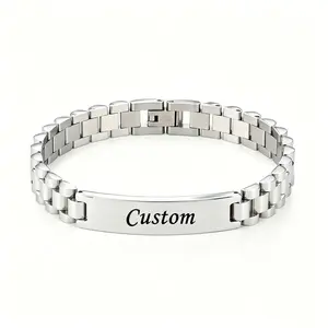 Personalized Name/Text 304L Stainless Steel Bracelet For Men Boyfriend Husband - Customizable Punk Style And Engraved Letters - Best Ideal Gift For Boyfriend Or Father
